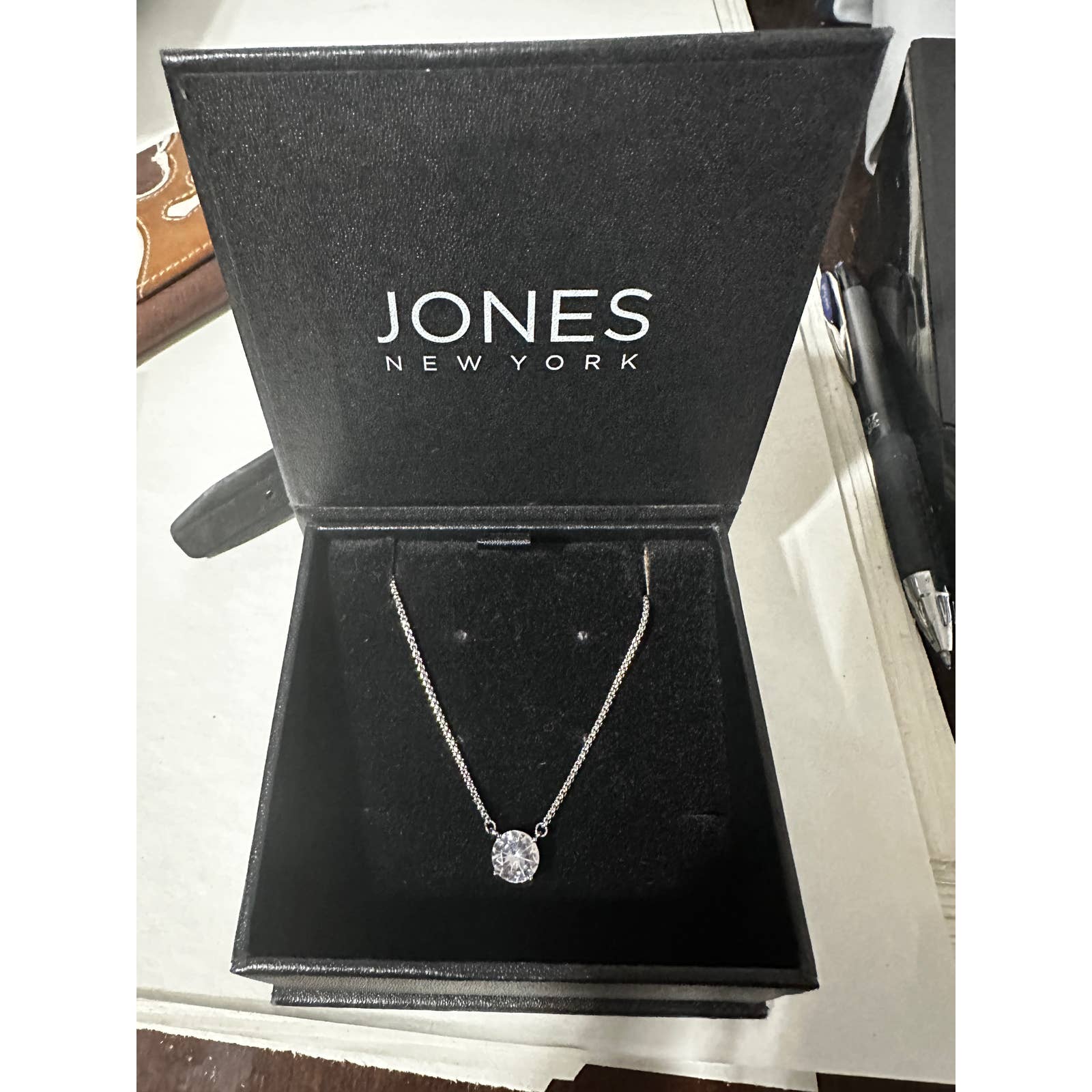 Jones New York Nib Elizabeth 8 Mm Prong Set Cubic Zirconia Necklace 21$